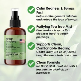 Wacan Advanced Tea Tree Piercing Spray, Saline Aftercare Piercing Cleaner for Bumps & Irritation, Alcohol-Free pH-Balanced, Safe for Ears Nose Belly