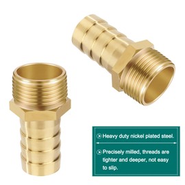 Brass Pipe Adapter, 6 Pieces 16 mm Barb x 3/4 Inch Female Thread Pipe Connector Brass with Thread, Hose Nozzle Screw Connection with Clamps for Water, Gas, Air