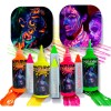 Kit Maquillaje Neón Pintura Crayón Fluorescente Glow Luz Uv