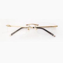 QYAJS 1 Pair Metal Frame Arms Rimless Glasses Legs and Nose Bridge Eyeglass Eyewear Replacement Temple (Single Hole)