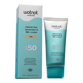 WotNot Natural Zinc Face Sunscreen + Mineral Makeup BB Cream SPF40 50g, Tan