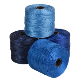 The Beadsmith S-Lon #18 Nylon Cord – Blue Tones Mix – Tex210 Cord, .5mm Diameter, 4-Pack, 77 Yard Spools – for Stringing Beading Crochet, Micro-Macrame Jewelry & Kumihimo Projects