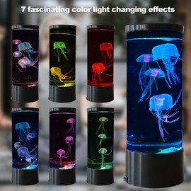 Jellyfish Lava Lamp Multi-Color Changing Aquarium Night Light with 5 Glowing Jellyfish Electric Tank Mood Light Home Office Room Desk Decor Lamp for Kids Men Women for Christmas Birthday