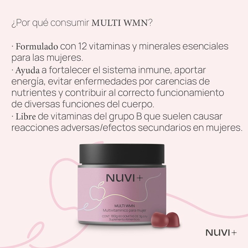 NUVI+ Multivitamínico en gomita para mujer Libre de complejo B