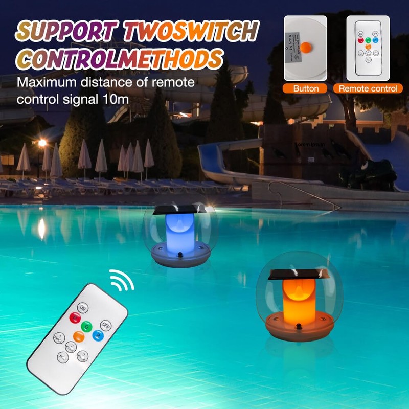 TGKYK Solar Pool Lighting, 2 Pieces, 3 Colours, Solar Floating
