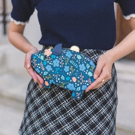 Vendula London Women's Piggy Bank Pouch Bag With Removable Crossbody Strap Blue/Multi