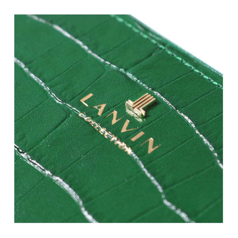Lanvin Collection 65-6712 Women's Long Wallet, L-Shaped Zipper, Lamer Purse,