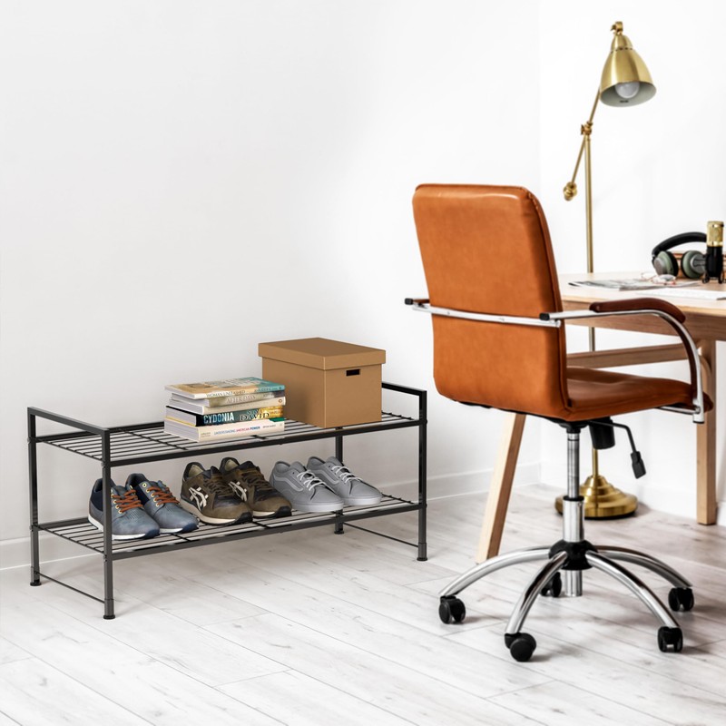 Simple Houseware 2 Tier Stackable Wire Shoes Rack, Black