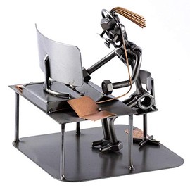 Steelman24 I Nuts and bolts sculpture Call Center Agent Woman I Handmade ornaments I Made in Germany I I Metal figurine