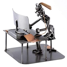 Steelman24 I Nuts and bolts sculpture Call Center Agent Woman I Handmade ornaments I Made in Germany I I Metal figurine