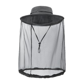 Beekeeping Veil Hat Head Net Hat UPF 50+ Sun Face Protection Outdoor Bee Keeper Hunting Net Cap for Men Women Dark Grey