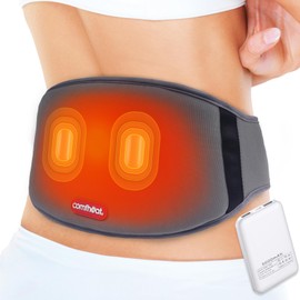 comfheat Portable Back Heating Pad with Vibration Massage, Cordless Lower Back Heating Wrap for Lower Back Pain, Heated Waist Belt, 3 Heat Settings, Gift for Women Men