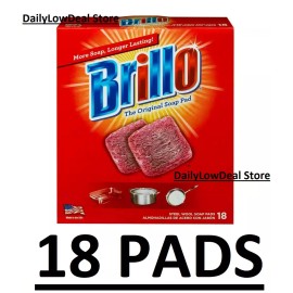 Brillo 18 PADS - Brillo Steel Wool Scouring Soap Pad Pots Pans Grills Dishes Kitchen