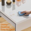 GreenForest Vanity Desk with 2 Drawers,Glossy Desktop White Desk for