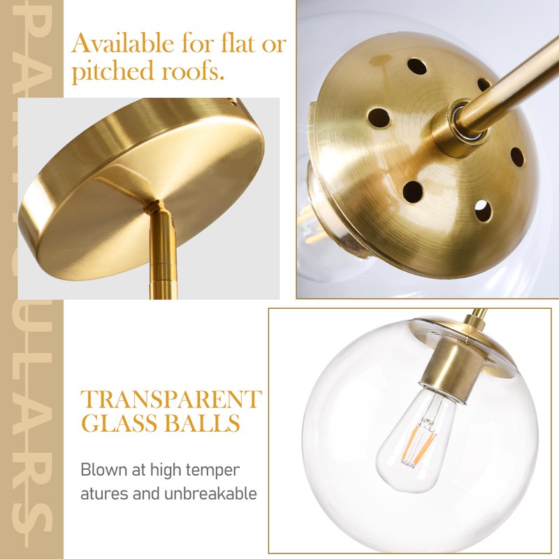 Bagood 10 Inch Globe Pendant Light Gold Mid Century Pendant