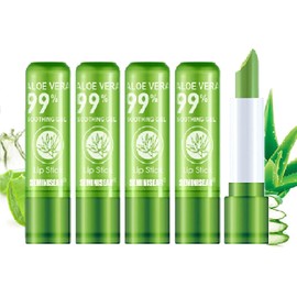 Aloe Vera Lipstick, Temperature Discolouration Aloe Vera Lip Gloss, Aloe Vera Gel Lipstick, Long-Lasting Lip Balm, Solid Lipstick, Rich and Nourishing Lips, Pack of 5