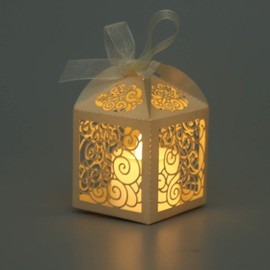 KPOSIYA - Paquete de 70 cajas de recuerdos de boda, cajas de corte láser, cajas de regalo pequeñas, cajas de regalo de encaje, cajas de dulces para bodas, despedidas de soltera, baby shower, fiesta de