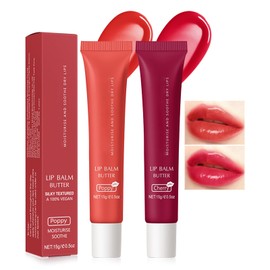 Prreal 2 PCS Butter Gloss Set, Moisturizing Lip Gloss Set, Lip Balm Butter, Nourishment & Repair Lip Oil for Lip Care (#04+#05)