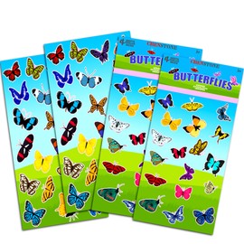 Butterflies Stickers Party Supplies Pack ~ Over 160 Butterfly Stickers for Girls Kids Toddlers Adults (Party Favor Craft Scrapbooking Adhesive Sticker Sheets by Crenstone)