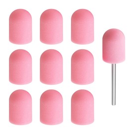 EMSea 11pcs 16mm x 25mm Manicure Sanding Cap Manicure Polisher Cover Fine Grit Sanding Bands Caps Manicure Tool Nail Sanding Cap for Natural Nails Artificial Nails Pink