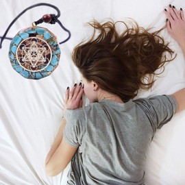 EMF Radiation Protection Necklace, Orgonite Pendant Metron Cube Reiki Consciousness Turquoise Crystal, Orgone Pendant