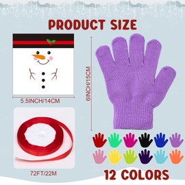 Geyoga 36 Pairs Christmas Gloves Gifts for Classroom Party DIY Snowman Chocolate Bars Favors Winter Party Favor