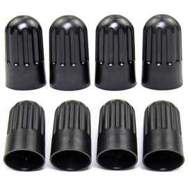 Plastic Valve Stem Covers Black Tire Valve Caps with Rubber Gasket Universal Long Air Valve Caps Dust Covers for TPMS20008 Rubber Valves (8 Pack)