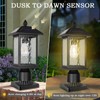 Solar Outdoor Post Light Fixture，Dusk to Dawn Modern Exterior Pillar