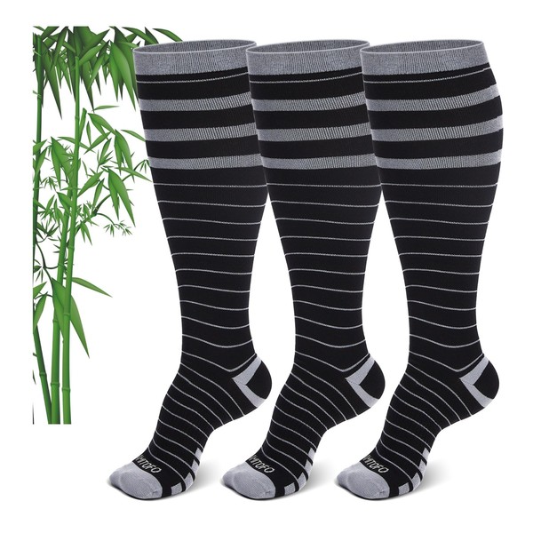 AMITOFO Plus Size Compression Socks Wide Calf for Women &