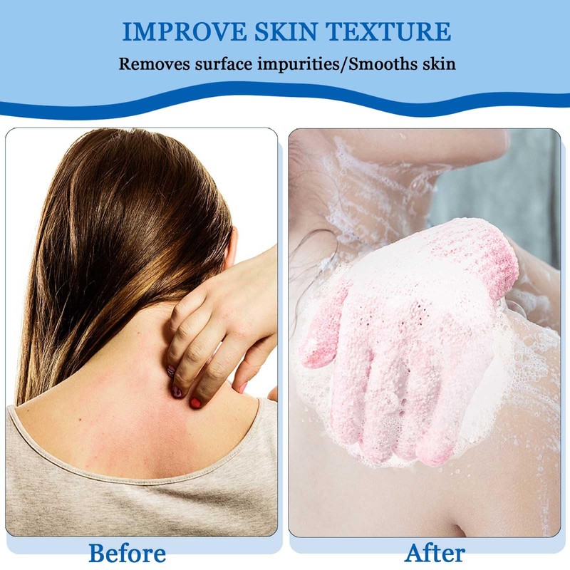 Gelapa 4 Pairs Exfoliating Gloves, Body Scrub Exfoliating Mitts, Shower