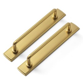 Goo-Ki 2 Pack 5'' Center to Center Brushed Gold Cabinet Bar Pulls with Backplate Modern Drawer Handles Closet Classic Home Kitchen Improvement Hardware