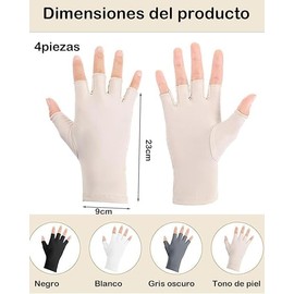 4 Pares Guantes para Sol Mujer, Guantes para Manejar Mujer Uv, Protección Solar, Guantes para el Sol, Diseño sin Dedos, Talla 23x9 Cm, Ideal para Conducir, Actividades al Aire Libre, Protección Manos