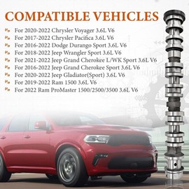 Knetegd 5047913AD Right Intake Camshaft Compatible With 2016-2024 Jeep Grand Cherokee Wrangler Gladiator Dodge Durango Ram 1500 Chrysler 3.6L V6, Replace 5047913AA 5047913AB 5047913AC
