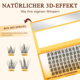 QUEWEL Lash Clusters, Pack of 60, Eyelash Clusters, 16 mm, 3D DIY Eyelash Extensions, Soft and Fluffy Individual Eyelash Extensions, Create Natural Look at Home (LTM02-16 mm)