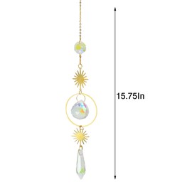Crystal Glass Sun Catchers, Sun Catchers for Windows Wind Chimes Hanging with Chain Gold Sun Catchers Hanging Ornament Glass Decorations Crystal Suncatcher Hanging Indoor Outdoor Decor