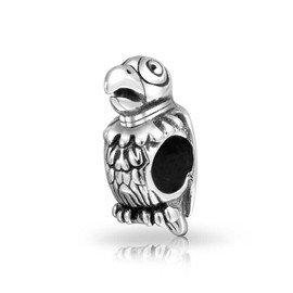 Polly Tropical Bird Parrot Charm Bead For Women Teen Oxidized .925 Sterling Silver Fits European Charm Bracelet