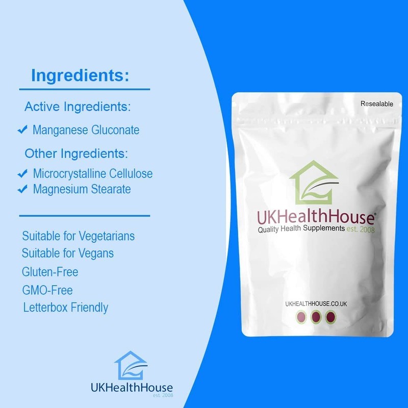 UKHealthHouse Manganese 14mg Tablets - High Strength Joints & Bones