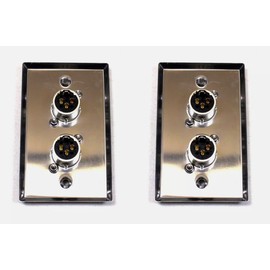(2) Two Double XLR Single Wall Plates w Neutrik NC3FD-L-1 Female Stainless Steel