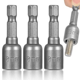 3 Pcs Magnetic Nut Setter Driver Drill Bit Set, 1/4" Quick-Change Hex Shank 8mm Magnetic Nut Setter Driver Drill Bit, Bolt and Nut Remover Tool Nut Extractor Socket for ElectricManual Screwdrivers