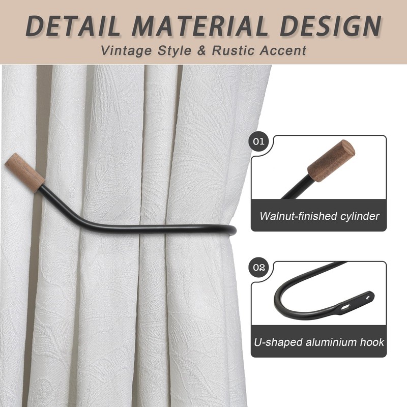 Curtain Holdbacks Farmhouse Curtain Holder for Drapes Tiebacks, Quality Metal