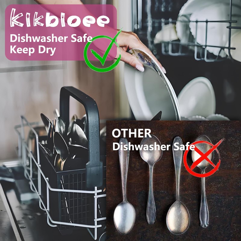 Kikbioee 20-Piece Black Silverware Set, Forged Stainless Steel Cutlery Set,