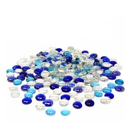 TSY TOOL 12 Lb (1200PCS) Flat Glass Marbles Blue, Clear Mixed Color Glass Gems Pebbles Stones Marbles Vase Filler Accents and Crafting Aquarium Decor