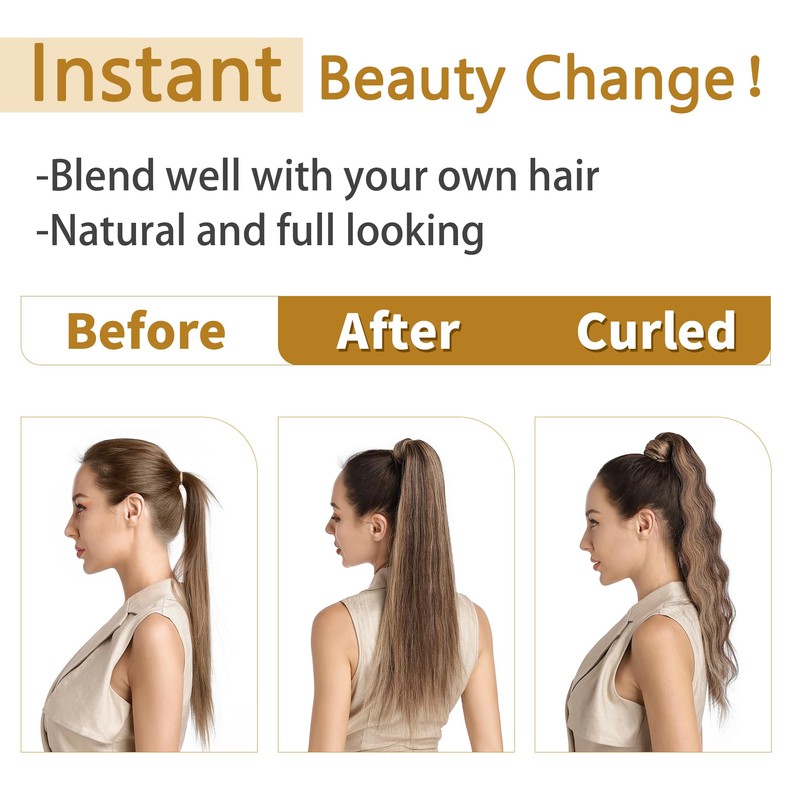 SEGO Ponytail Hair Piece, Extension Clip in Real Remy Hair