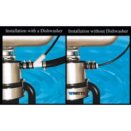 Watts Premier Universal Dishwasher / Drain Line to Garbage Disposal Adapter for Reverse Osmosis Systems, Push-In Fitting & Barb, Hose Coupler, Marine Stainless Steel Hose Clamps, No Drilling Required