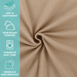 Arkwright Polar Fleece Throw Blankets Bulk - Pack of 6 - Ultra Soft Cozy Blanket for Car, Camping, Couch, Office, Outdoor, Home, and Bed, 50 x 60 in, Beige