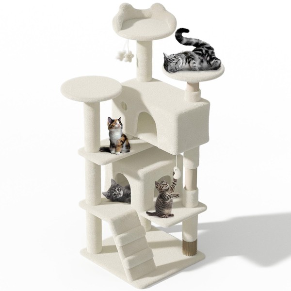 CAAP DRIVEN 54-Inch Tall Cat Tree Tower with 2 Condos