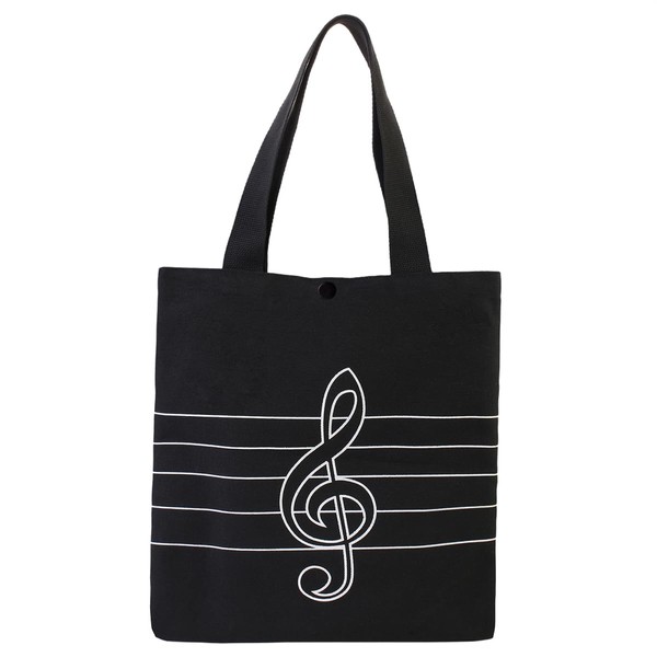 Music High Note Treble Clef Pattern Cotton Handbag Shopper Grocery