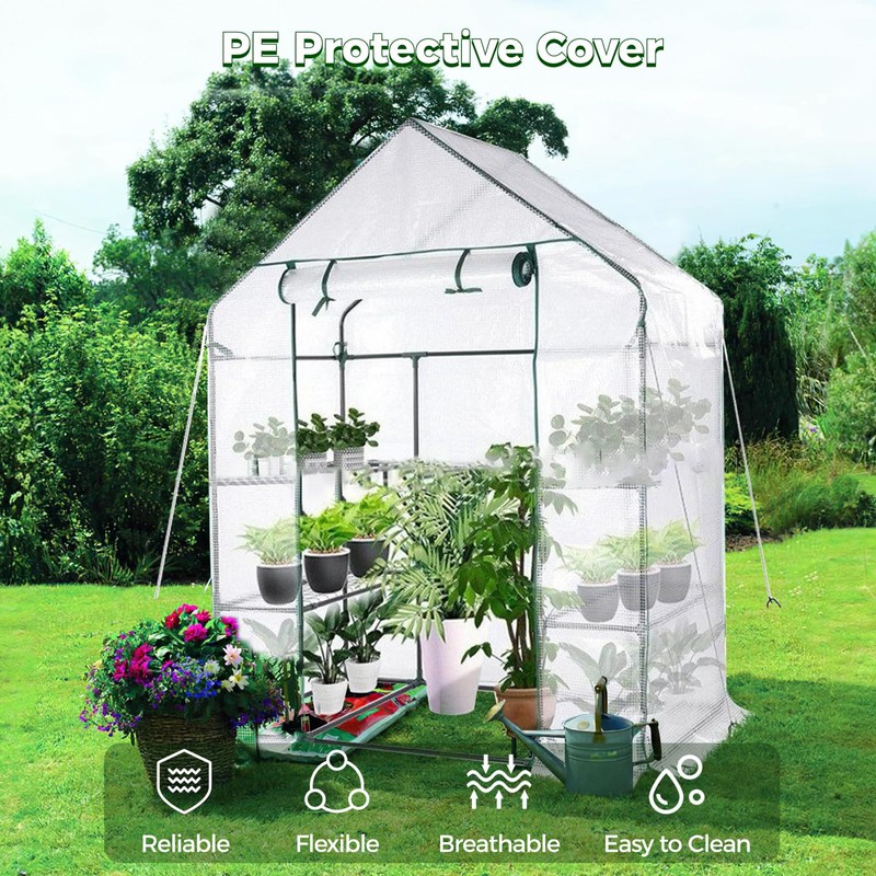 yeesport 56x56x76Inch PE Cover for Walk-in Greenhouse with Roll-Up Zip