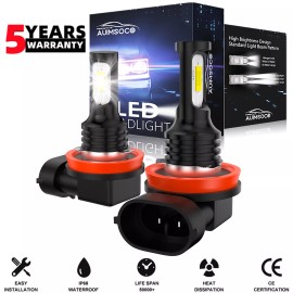 AUIMSOCO H11 LED Headlight Bulbs Kit High / Low Beam 6500K Super Bright White Lights 2x