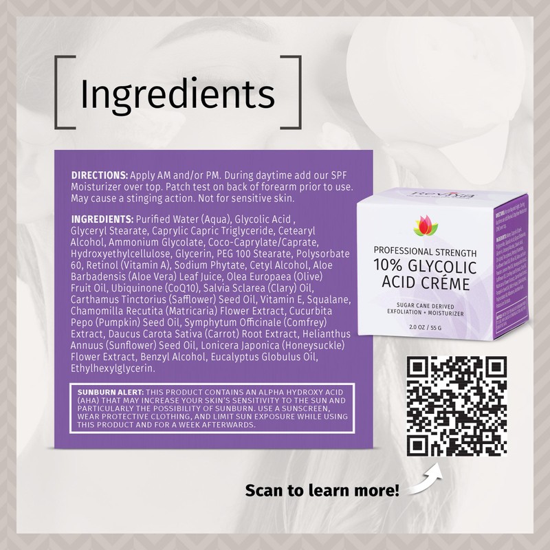 Reviva Labs 10% Glycolic Acid Creme Daily Moisturizer and Mild